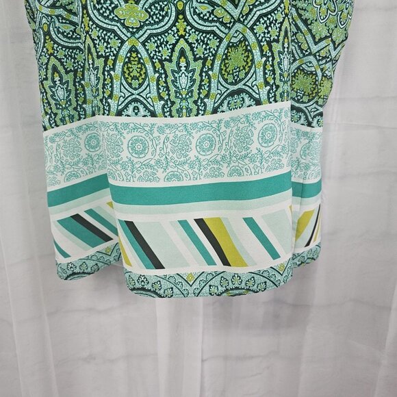 Ann Taylor Green White Boho Tank Top Festival Stripes Retro 14 - Picture 5 of 11